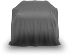 Grey car cover draped over a vehicle
