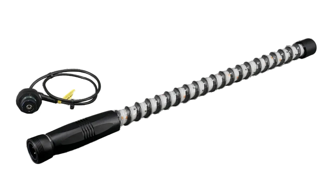 Flexible LED inspection light wand with black handle and power cable