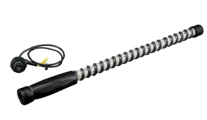 Flexible LED inspection light wand with black handle and power cable