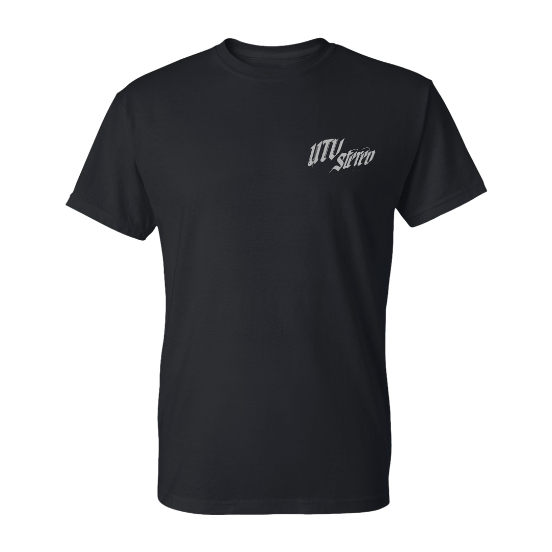 UTV Stereo Men's Signature T-Shirt with Silver Logo | UTVS-A-SHIRT-M-BLK