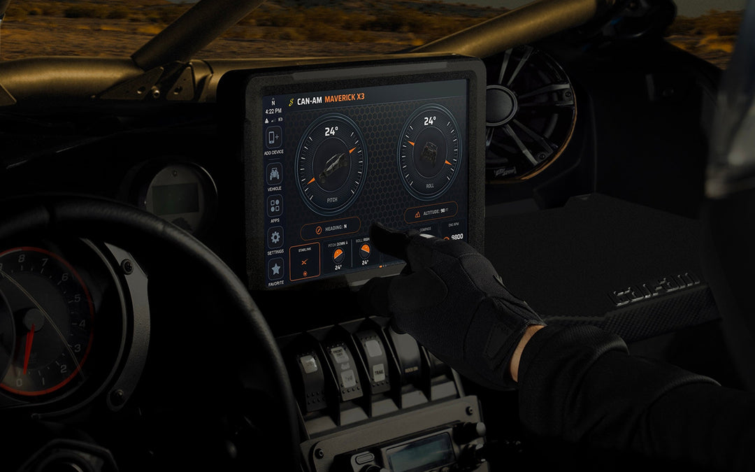 HORIZON XTR pitch and roll off-road gauges on Can-Am Maverick X3