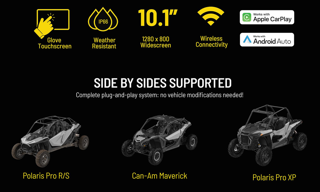 HORIZON XTR 10.1 inch touchscreen features and compatible Polaris and Can-Am side by sides