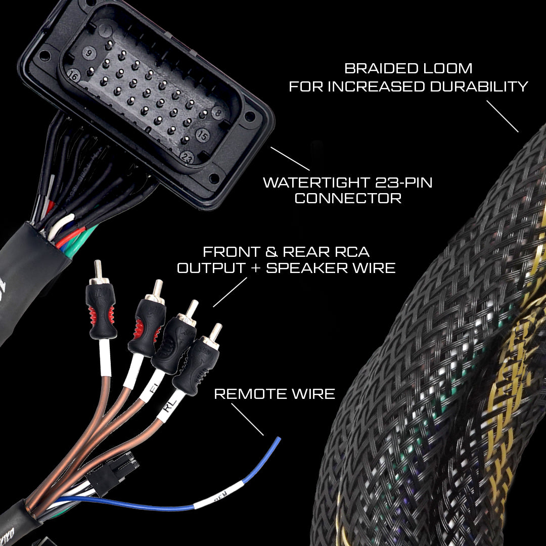 RZR® Pro Series Ride Command Front & Rear RCA Output + Speaker Wire & Remote | UTVS-PRO-RC-RCA-OUT